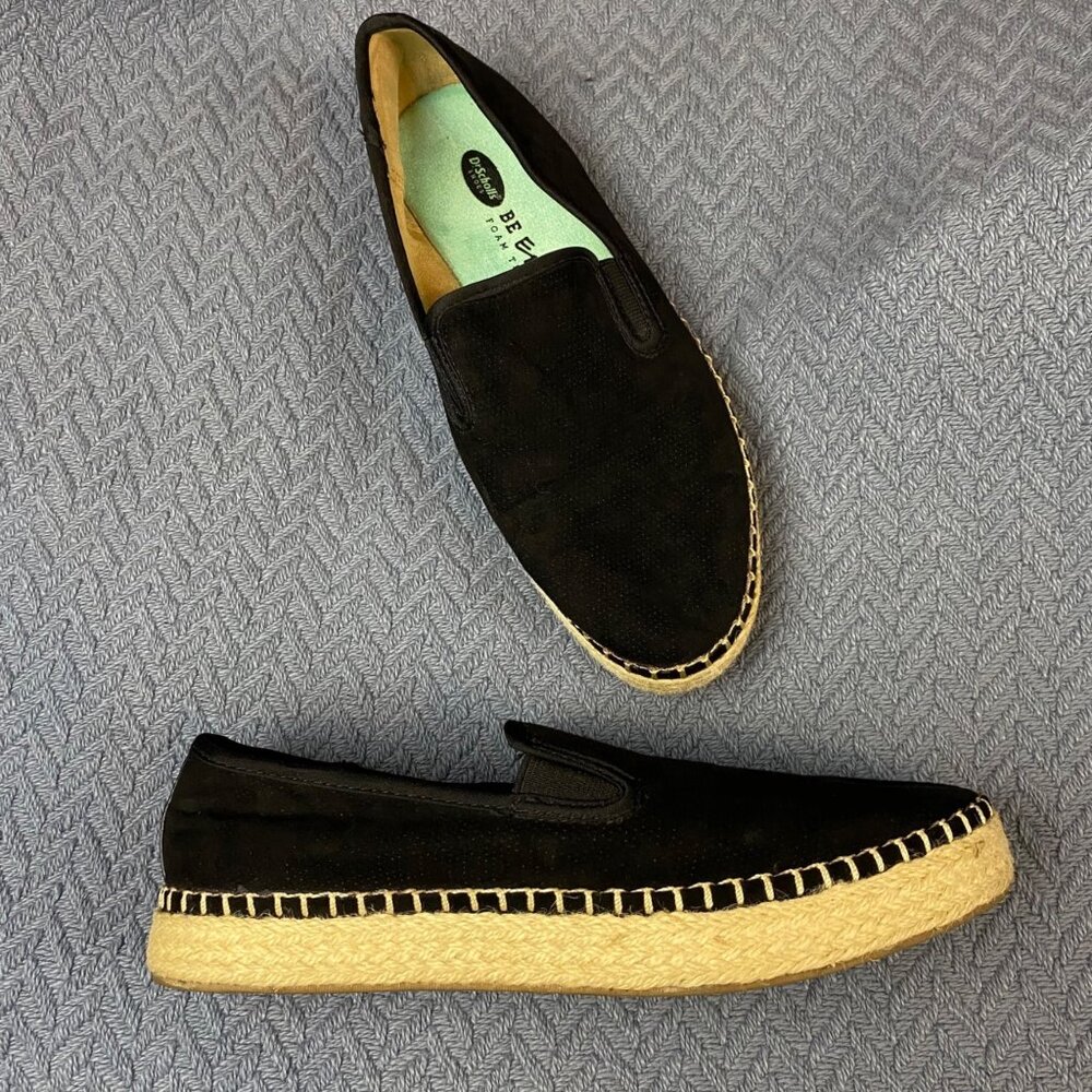 Dr.‎ Scholls Womens Black Suede Espadrilles Slip-On Shoes 7.5M Foam Sole Far Out